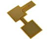 Electrode Flexible PCB, with 10x10mm Square Pad Area, Parallel Plates, Long Surface Mount Pad Direction, ENIG